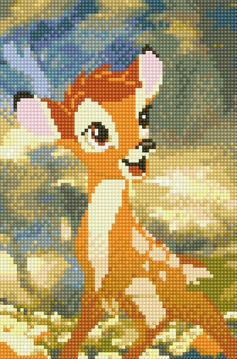 Dėlionė iš deimantukų deimantinė mozaika su deimantukais -   Bambi 20x30 cm + Medinis Rėmas