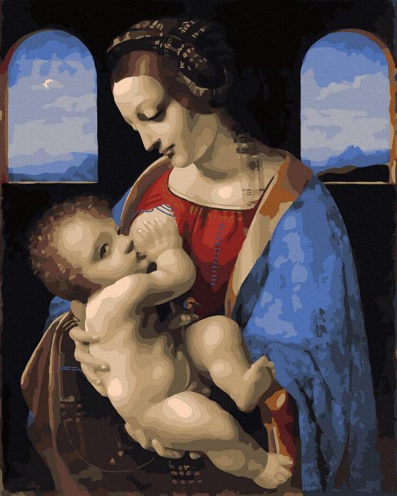 Religingas piešimas su skaičiais tapyba pagal numerius -   Madonna 40x50 cm + Medinis Rėmas