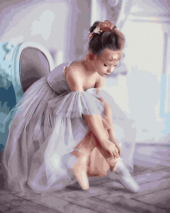 piešimas su skaičiais tapyba pagal numerius -   Jaunoji balerina 40x50 cm + Medinis Rėmas