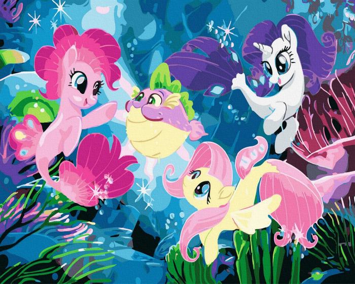 Animacinis piešimas su skaičiais tapyba pagal numerius nebrangus meniškas kūrybiška Animacinis piešimas su skaičiais tapyba pagal numerius - Mano mažasis ponis 40x50 cm + Medinis Rėmas
