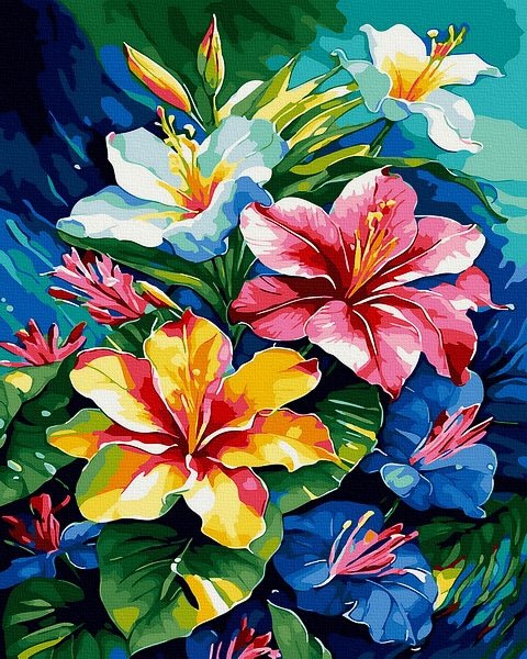 Moteriškas piešimas su skaičiais tapyba pagal numerius -   Gėlių palaima 40x50 cm + Medinis Rėmas