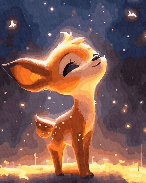 piešimas su skaičiais tapyba pagal numerius -   Starry Fawn 40x50 cm + Medinis Rėmas