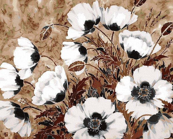 Moteriškas piešimas su skaičiais tapyba pagal numerius -   Vienspalvės aguonos 40x50 cm + Medinis Rėmas