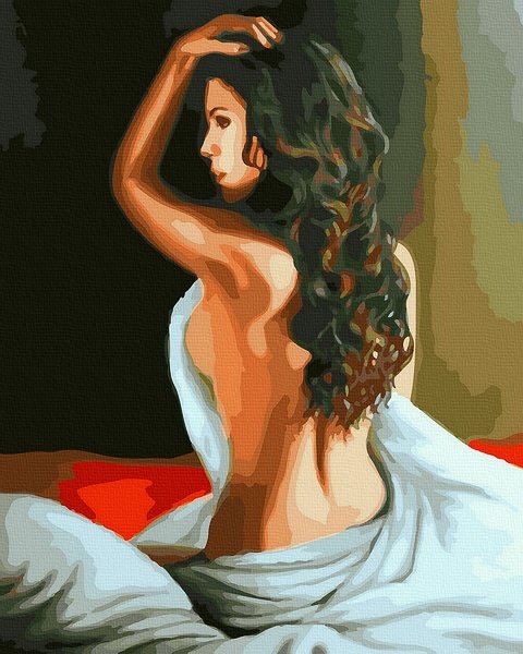 Moteriškas ir seksualus piešimas su skaičiais tapyba pagal numerius -   Ryto gražuolė 40x50 cm + Medinis Rėmas
