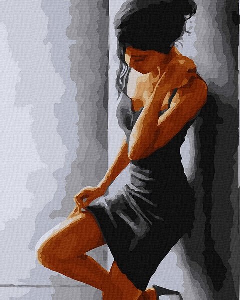 Moteriškas ir seksualus piešimas su skaičiais tapyba pagal numerius -   Siluetas Elegancija 40x50 cm + Medinis Rėmas