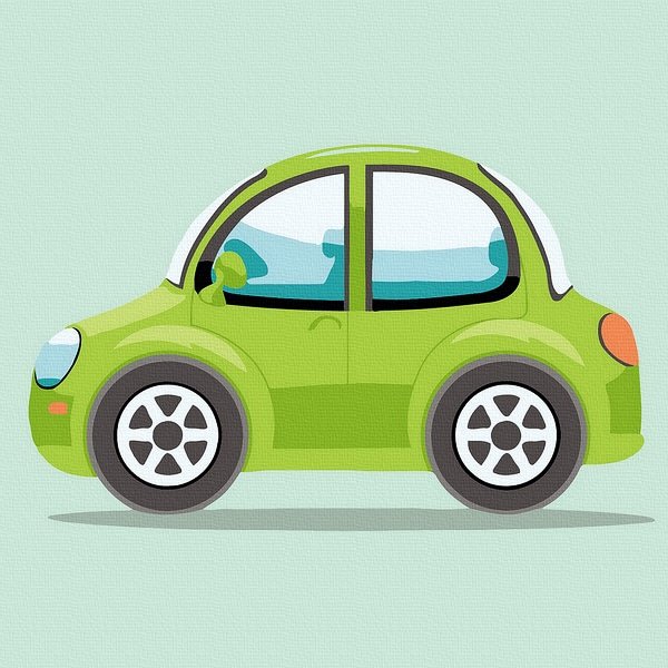 Animacinis piešimas su skaičiais tapyba pagal numerius nebrangus meniškas kūrybiška Animacinis piešimas su skaičiais tapyba pagal numerius - Žalias automobilis 20x20 cm + Medinis Rėmas