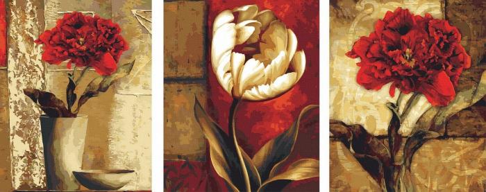 Moteriškas piešimas su skaičiais tapyba pagal numerius -   Elegantiška gėlių kolekcija 40x50x3 cm + Medinis Rėmas