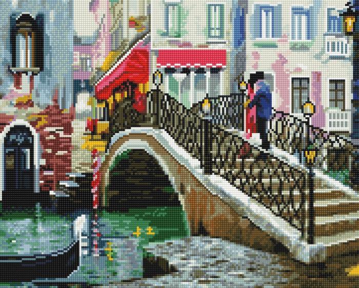Dėlionė iš deimantukų deimantinė mozaika su deimantukais -   Vandens viadukas 40x50 cm + Medinis Rėmas