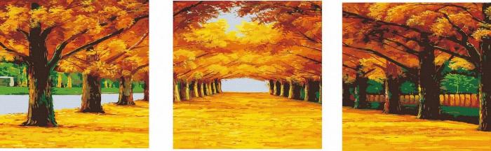 Neutralus  piešimas su skaičiais tapyba pagal numerius -   Auksinis kelias 50x50x3 cm + Medinis Rėmas