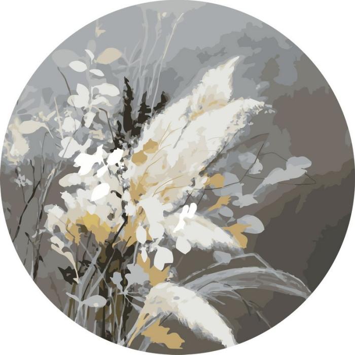 Moteriškas piešimas su skaičiais tapyba pagal numerius -   Minkšta pampų žolės puokštė 40x40 cm + Medinis Rėmas